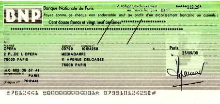 Ch�que de Mediabarre de 112.29 F